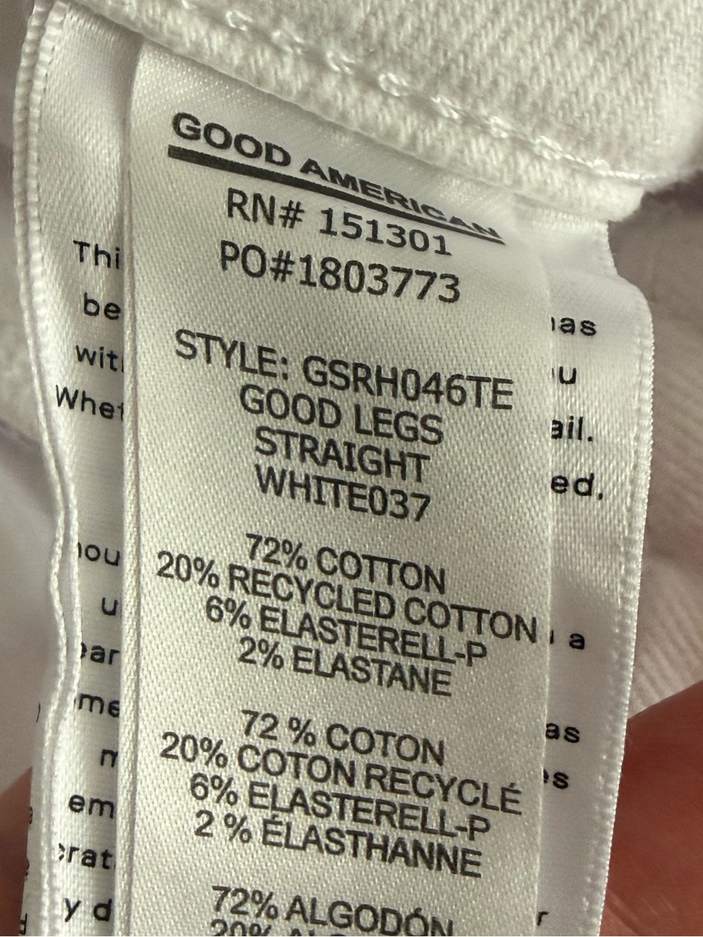 Good American Good Legs Straight White Jeans NWT Women’s Size 8/29 - Picture 8 of 8